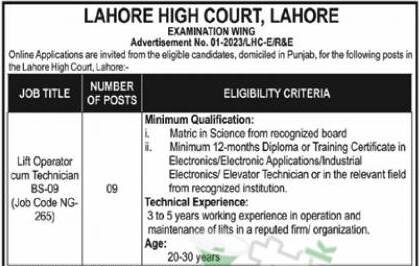 Jobs 2023 Lahore High Court Online Apply