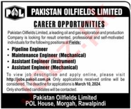 Oilfields Limited Jobs 2024 Pakistan