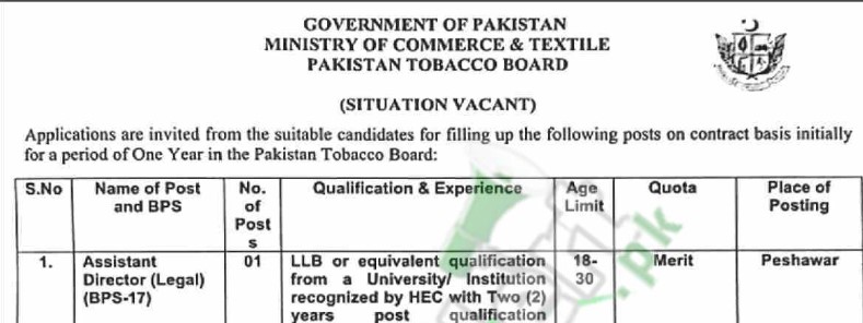 Tobacco Board Jobs 2024 